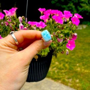 Larimar Ring 925 Sterling Silver Size 5.5